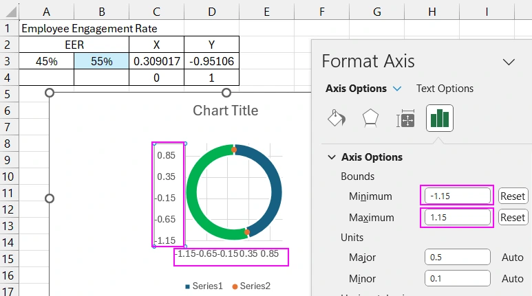 Setting coordinate axis values