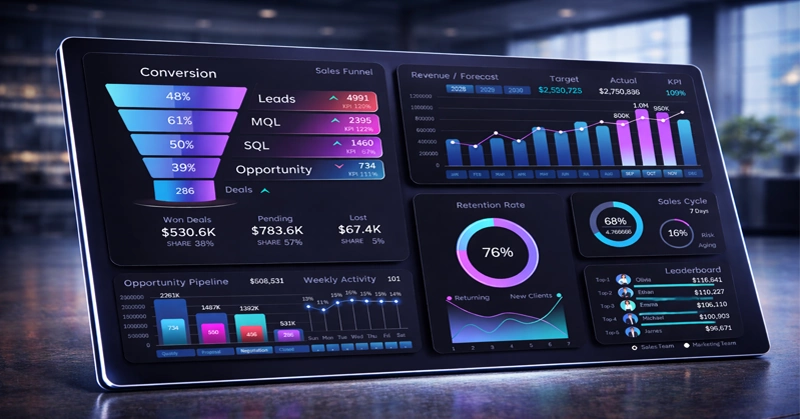 Sales funnel on CRM dashboard