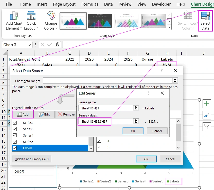 Adding a data series to the chart