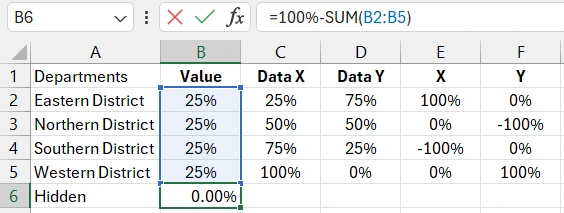 Calculating value for hidden segment