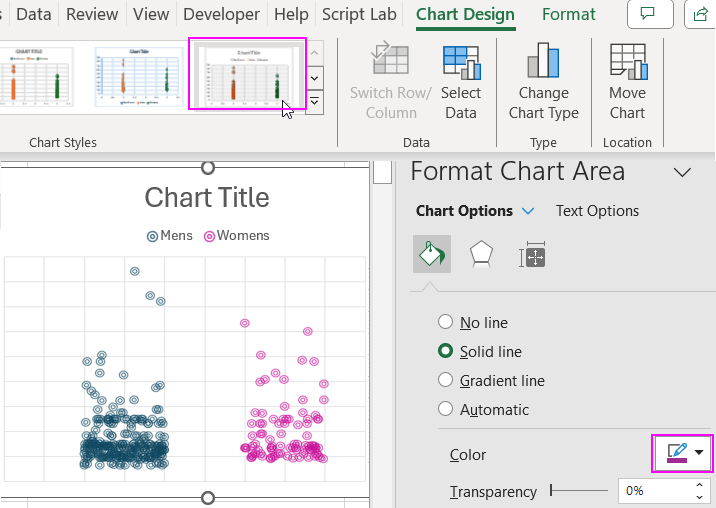 Chart Design Settings.
