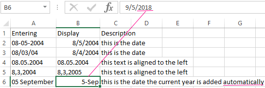 fill in the table with dates.