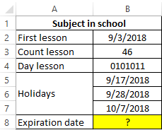 number of working days or holidays.