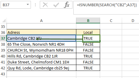 formula with ISNUMBER