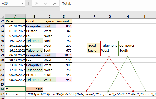 Between two condition arrays