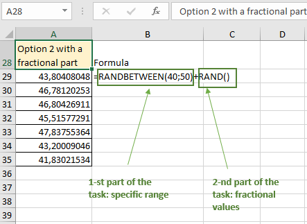 connect RAND and RANDBETWEEN