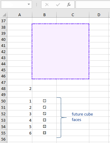 fill the Cells with values ​​from 1 to 6