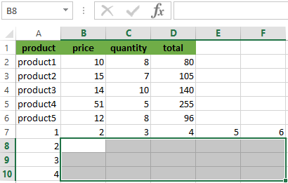 are 4 columns and 6 rows.