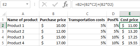 calculation we use the formula.