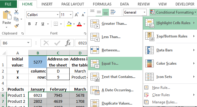 Conditional formatting.
