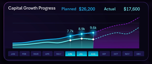 Line chart of plan execution