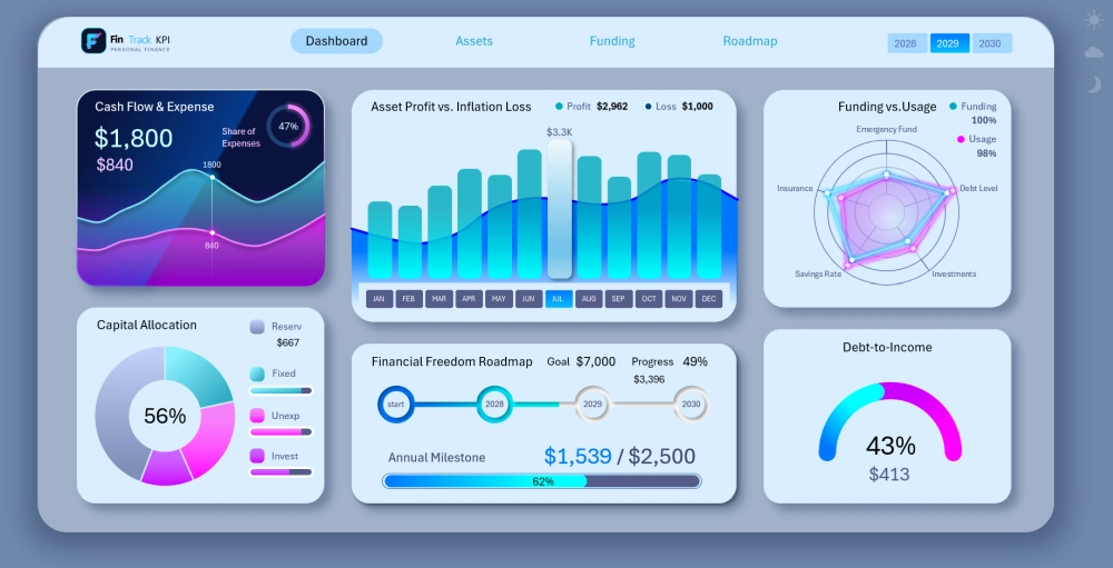 High-contrast UI design for the dashboard