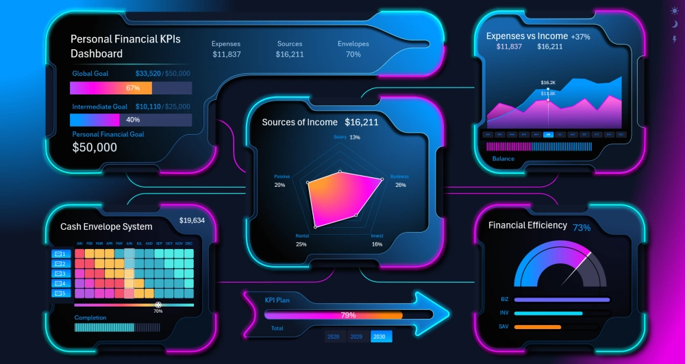 Neon design style for the dashboard