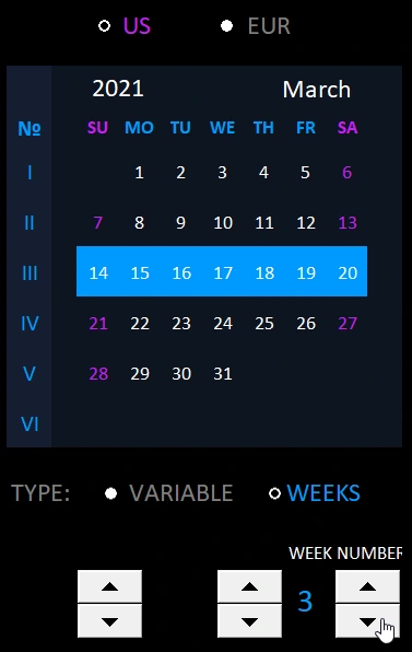 Interactive calendar.