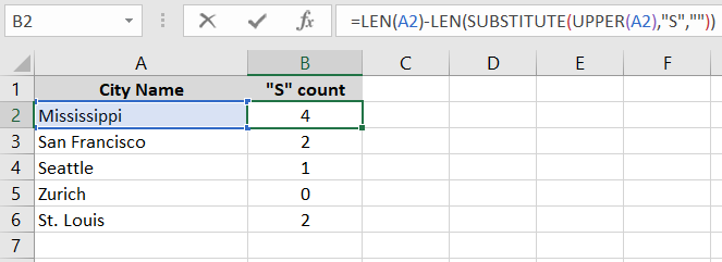 Number of characters in a cell.