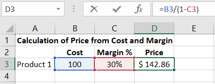 margin percentage.