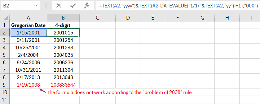 Julian format 4 digits year 3 days