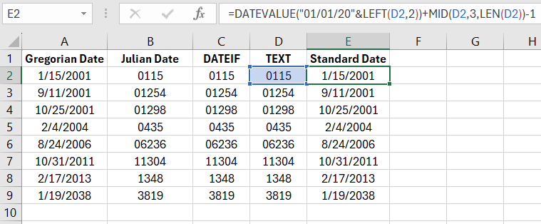 Reverse conversion of Julian date.