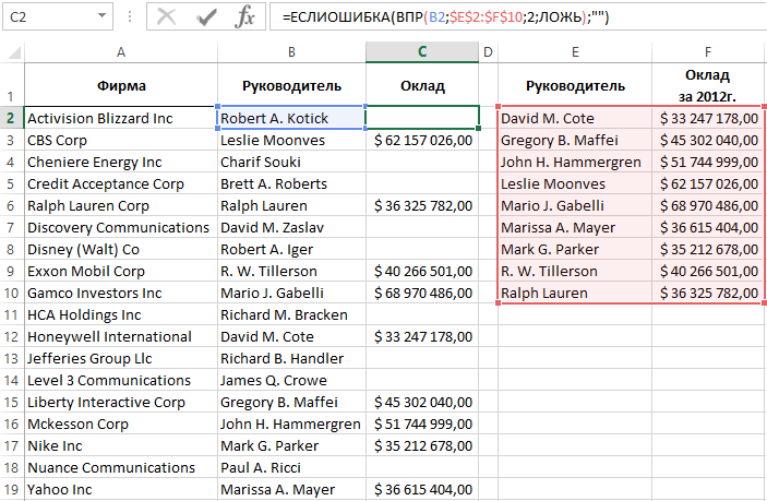 Формула ЕСЛИОШИБКА.