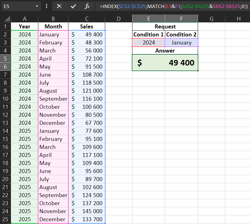 ПОИСКПОЗ MATCH СЦЕПИТЬ