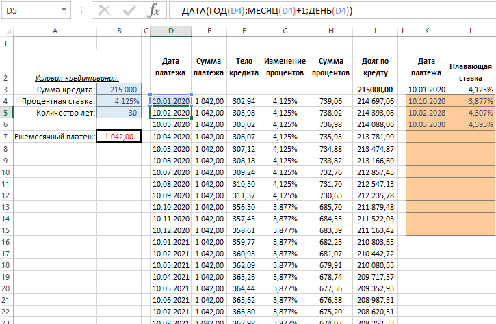 Дата платежа.