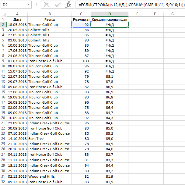 найти скользящую среднюю.