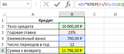 Формула расчета.