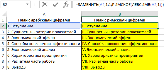 Замена рабских цифр римскими.