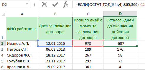 количество оставшихся дней.