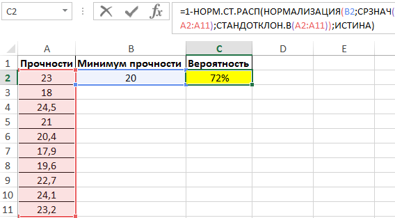 Расчет вероятности.