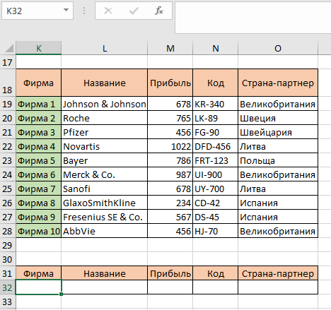 создать таблицу