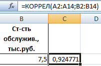 Функция КОРРЕЛ.