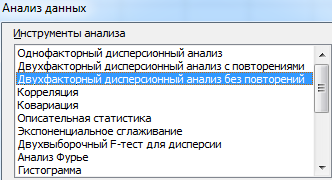 Двухфакторный дисперсионный анализ без повторений.