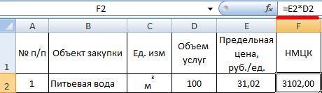 Пример расчета НМЦК.