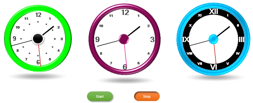 Примеры разных стилей часов в Excel.