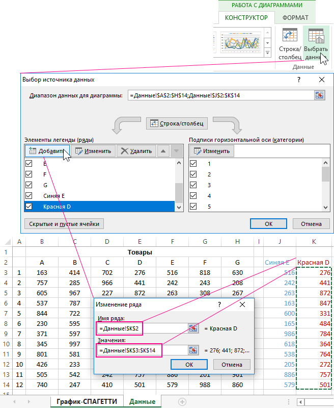 Выбор источника данных.