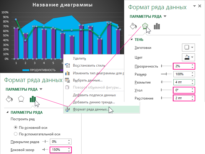 Настройка теней.