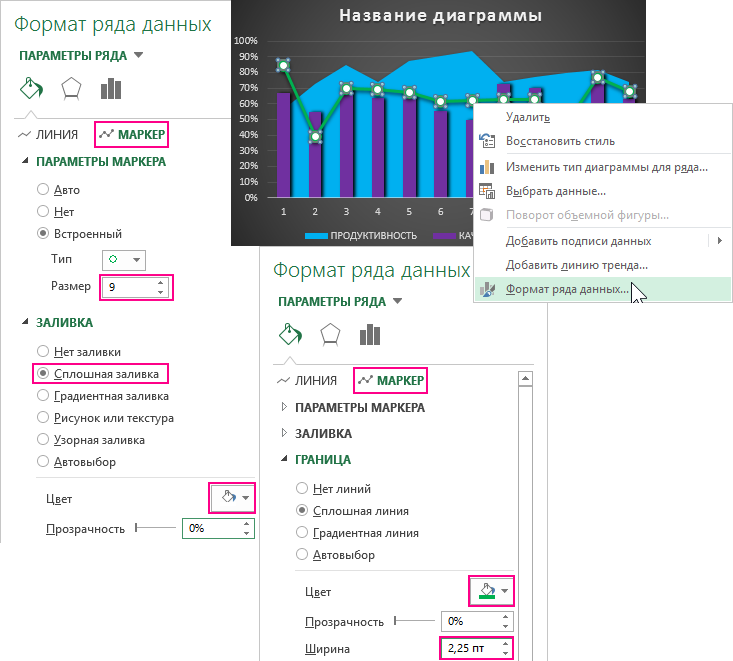 ПАРАМЕТРЫ МАРКЕРА.