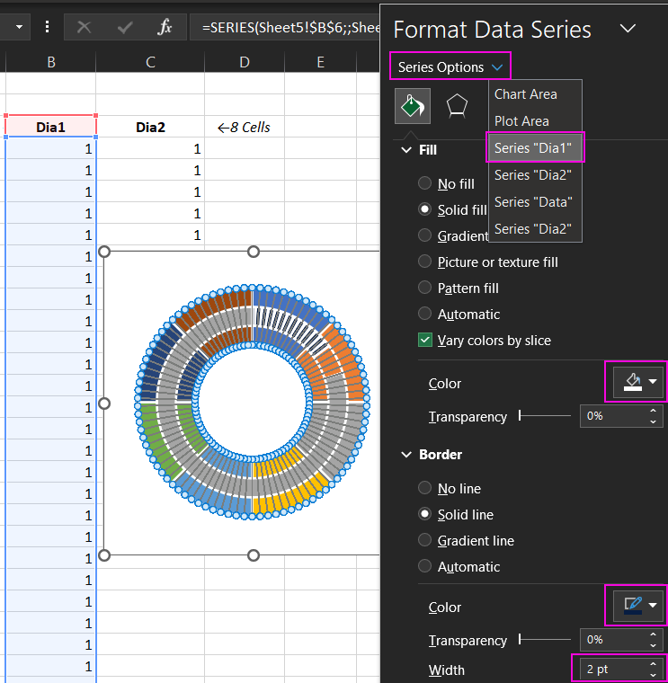 Меню выбора серий