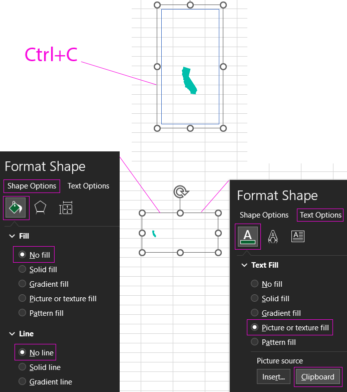 Заливка текста векторной картинкой