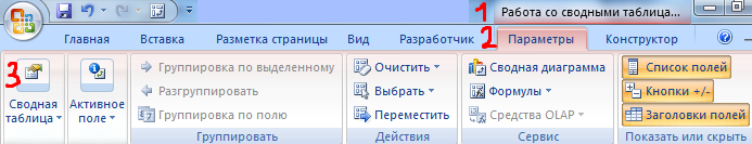 Работа со сводными таблицами.